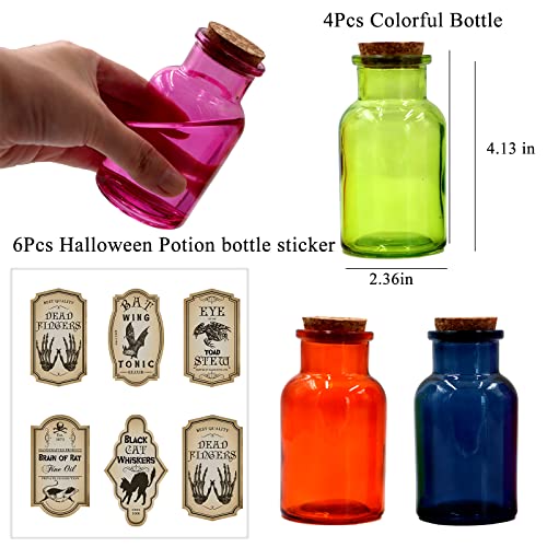 Halloween Potion Glass Bottle Set - Reusable Apothecary Decor with Labels & Stickers