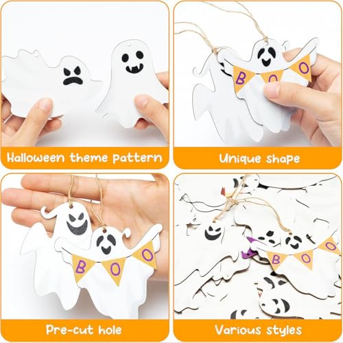 Halloween Ghost Wooden Ornaments - Classic-1 20Pcs Spooky Tree Decorations