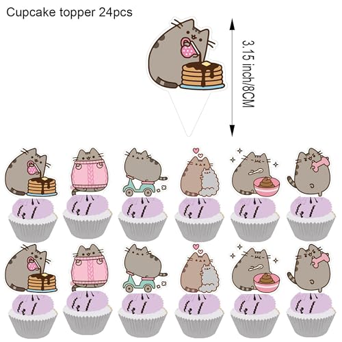 Cat Party Decorations Kit with Banner Balloons Cake Toppers for Birthday & Pet Themed Parties