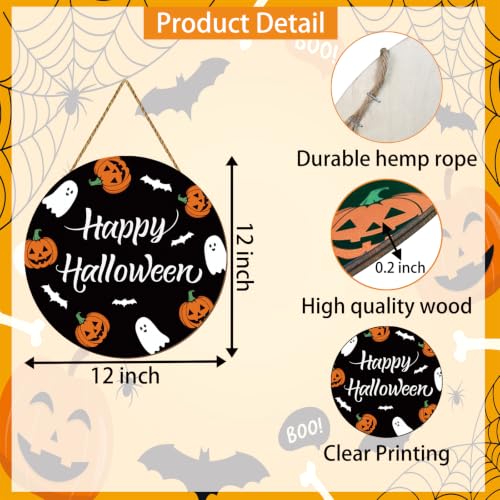 Halloween Door Wreath Indoor Decorations for Front Door - Cute Ghost Pumpkins Bats