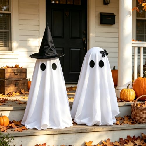 Indoor Halloween Ghost Decorations Set - Spooky Light-Up Ghosts, 2 Pack