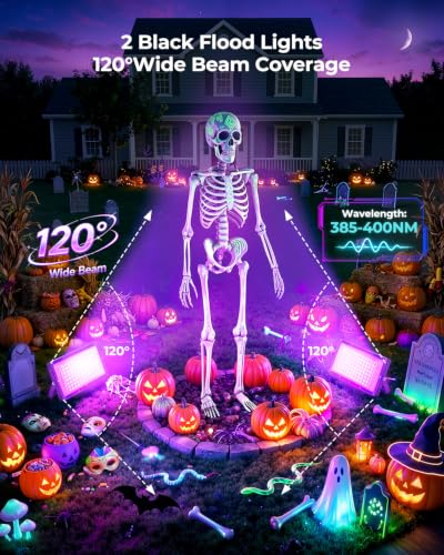 Black Light LED 100W Blacklight for Glow Party Halloween - 4 Pack - Black