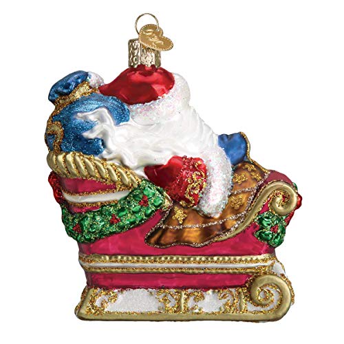 Santa in Sleigh Glass Ornament - Handcrafted Christmas Tree Decoration