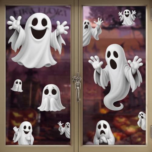 Halloween Window Clings - Funny Ghost Decorations for Party - 2 Sheets (Variation: Halloween06)