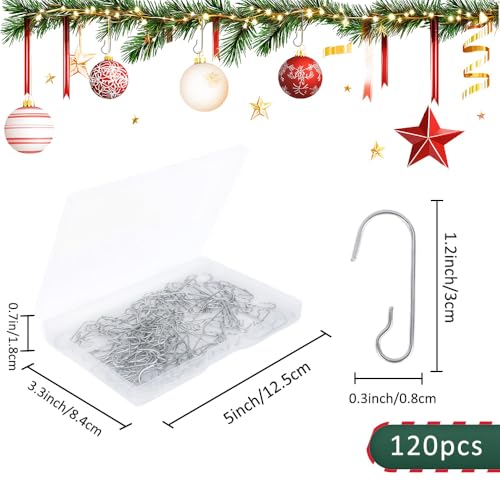 Silver Christmas Ornament Hooks 120PCS - Bendable Metal Hangers for Holiday Decorations