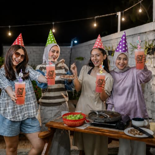 Reusable Party Drinking Straws - 8 Count 67 Meme Themed Bendable Plastic Straws