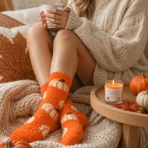 Fall Pumpkin Gift Set for Women Halloween Basket with Candle Socks & Decor - Variation: Fall Pumpkin