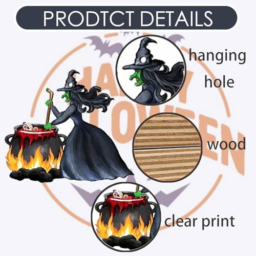 24 Pcs Halloween Tree Ornaments Double-Sided Wooden Decorations with Rope for Indoor Party and Holiday Decor