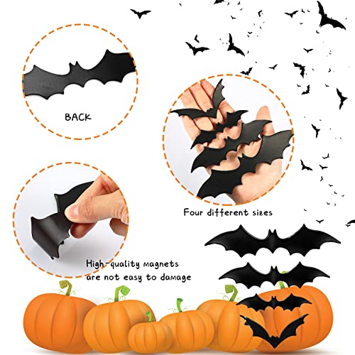 Halloween Bat Magnets Set - 15 Black 3D Refrigerator & Decor Magnets - Multiple Sizes