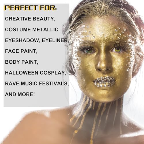 Gold Metallic Makeup Powder for Face & Body - Halloween & Cosplay SFX Kit - Variation: Gold
