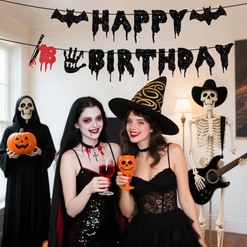 Halloween Killer 18th Birthday Banner - Bloody Horror Party Decor