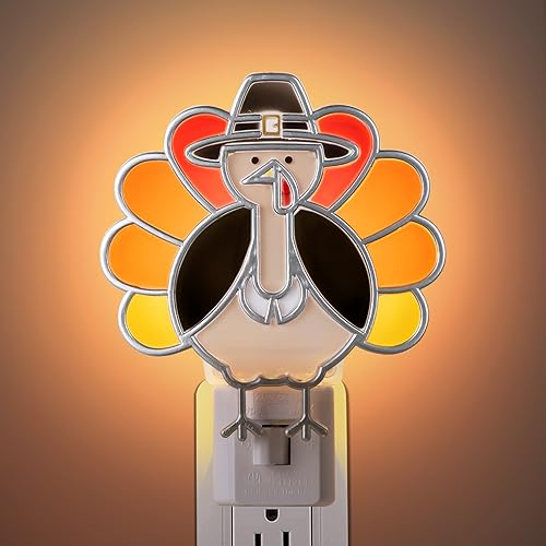 Thanksgiving Turkey Night Light - Orange Wall Plug-In Fall Seasonal Decor