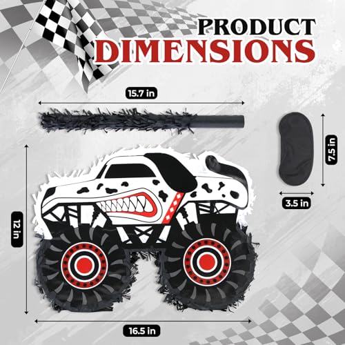 Monster Truck Dalmatian Pinata Bundle with Blindfold and Bat - Monstar Truck Dal Variation