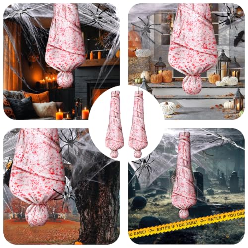 Halloween Hanging Corpse Body Bag Props Set - 6ft Inflatable Dummies with Accessories