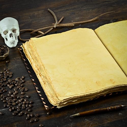 Large Hocus Pocus Spell Book Decor Leather Journal for Halloween - Brown 10x7