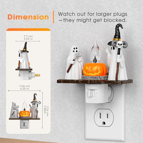 Amber Ghost Campfire Halloween Night Light - Spooky Flickering Ghost Lamp - 1 Pack