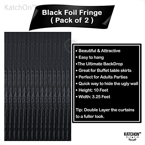 Large Black and Red Foil Fringe Curtain Set - 8x3.2 Feet, Pack of 4 for Party Decor