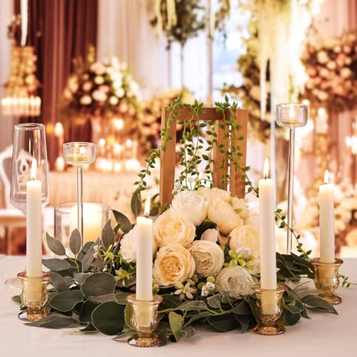Letine Gold Candlestick Holders Set of 12 - 2.5 Inch Taper Candle Holders Bulk with Variation A-Gold for Wedding Party Christmas
