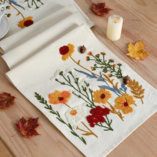 3D Chain Embroidery Table Runner 13x72 Inch for Dining & Home Decor