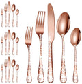 Halloween Skeleton Silverware Set - Rose Gold Flatware for 4 with Skull & Flower Design