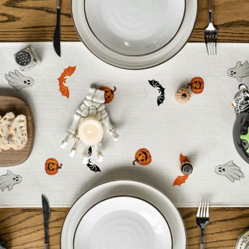 Halloween Table Runner 13x72 Inch Orange Black Spun Polyester Party Decor