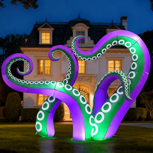 7.2 FT Inflatable Octopus Holiday Yard Decoration with LEDs for Outdoor Garden & Party