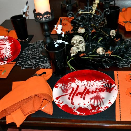 Halloween Bloody Handprint Paper Plates 9 Inch - Disposable Party Tableware (32 Pack)