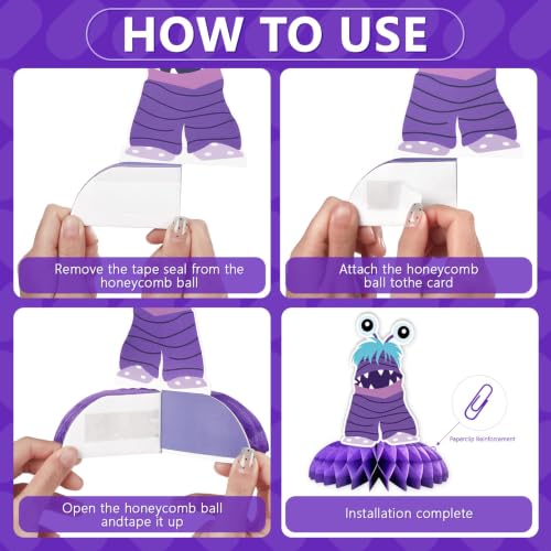Monster Birthday Party Honeycomb Centerpieces - Blue Green Purple 9 Pack