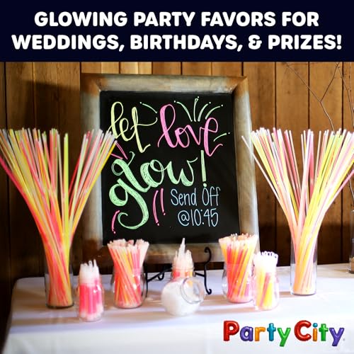 500 8-Inch Neon Glow Sticks Bulk Party Pack with Connectors for Kids & Adults - Bright Neon Party Supplies