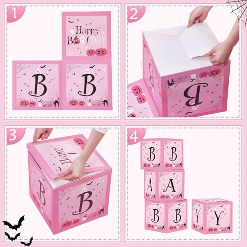 Halloween Balloon Decorations Set with Baby Boxes and Latex Balloons - Bat & Ghost Design