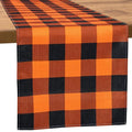 Halloween Checkered Table Runner - Black and Orange Burlap 13x72 Inches for Parties