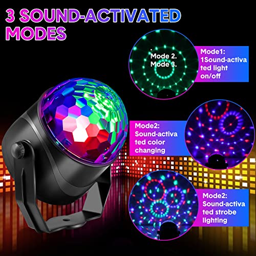 6 Pack Sound Activated Disco Ball Party Lights with Remote Control