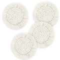 Beige Handmade Boho Coasters Set - 4pcs 7.4in Drink Protectors