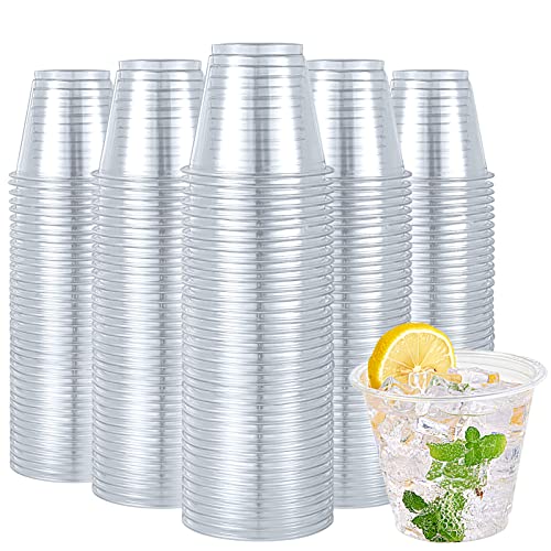 600 Pack 9oz Clear Disposable Plastic Cups - Reusable Tumblers for Parties