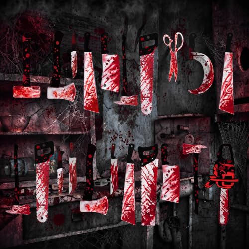 Halloween Bloody Party Decorations Set - 24 Horror Hanging Ornaments, Varied Sizes & Spooky Design