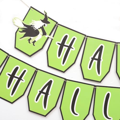 Halloween Banner Green Witch Black Cat Hanging Bunting Flag Party Decorations