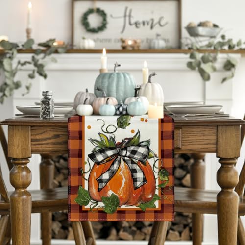 Black & Orange 13x72 Inch Fall Table Runner - Polyester Home Decor