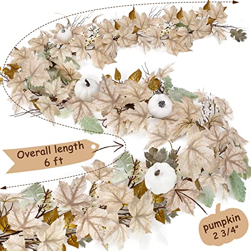 Autumn Maple Leaf Garlands - 2 Pack 6Ft Rustic Fall Decorations for Home