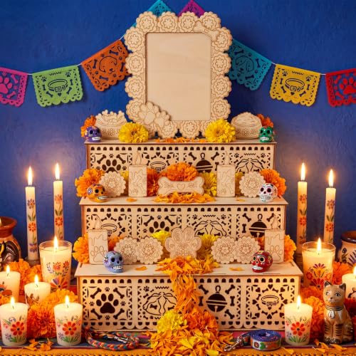 Pet Day of the Dead Ofrenda Shadow Box - Wooden Memorial Altars for Pets - Variation PET