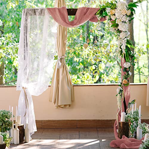 Peach Cheesecloth Table Runner Set - 2 Pieces, 13.1 ft Rustic Boho Decor