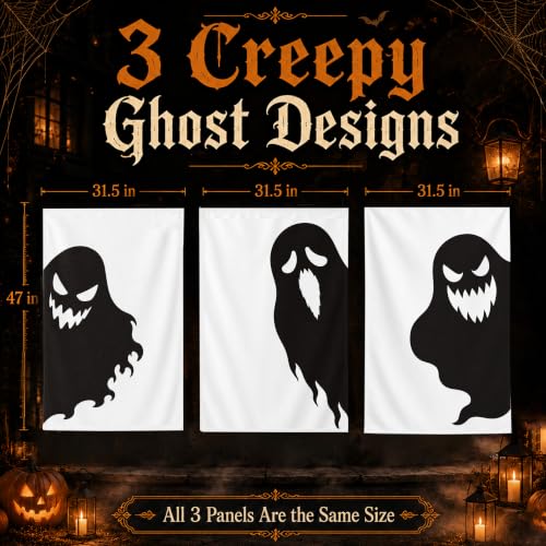 Large Ghost Window Decorations Set - Halloween Silhouettes for Indoor Outdoor Decor