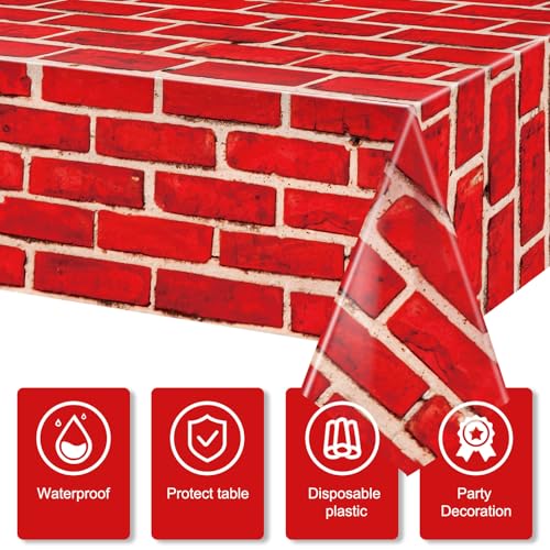 6-Pack Red Brick Tablecloths for Christmas Holiday Party Decor - 54x108 Inches