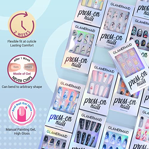 Abyss Smoke Ombre Press-On Nails Medium Almond Stiletto Fake Nails Set