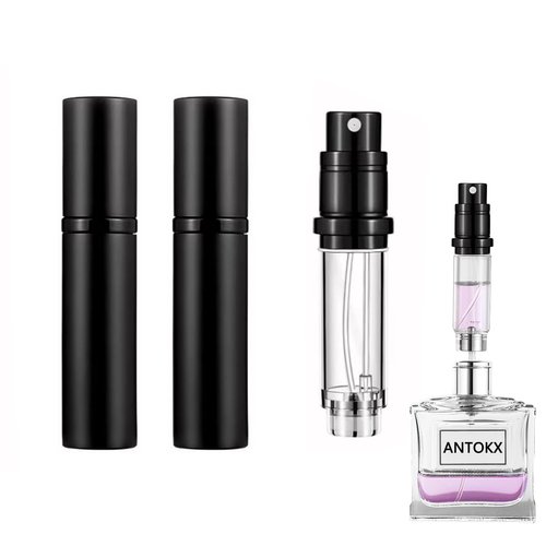 ANTOKX Travel Perfume Bottle Refillable Atomizer - 5ML Perfume Atomiser, Leakproof Portable Perfume Sprayer (Black & Black)