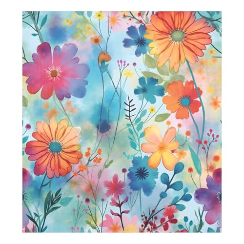 Colorful Flowers Dishwasher Magnet Cover Sticker 23x26 in - Magnetic Refrigerator Panel
