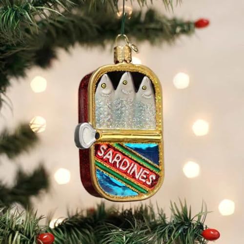 Glass Blown Sardines Ornament for Christmas Tree - Handcrafted Holiday Decor