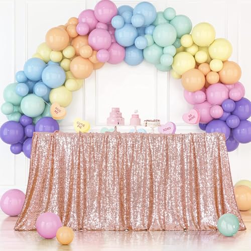 Rose Gold Sequin Tablecloth 50x72 Inch Rectangle Wedding Party Decor - Poise3EHome Variation