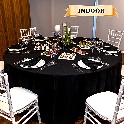 Black 90-Inch Round Tablecloth 6 Pack for 30-72 Inch Tables - Sancua
