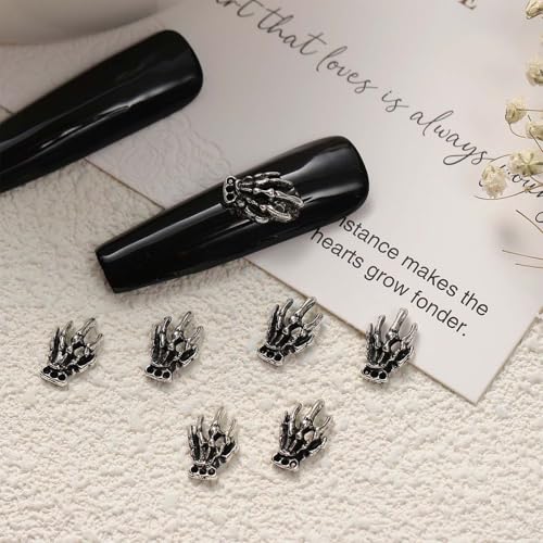 Halloween Nail Charms Set - Skeleton Hand 3D Rhinestones for Nails, Hand Variation