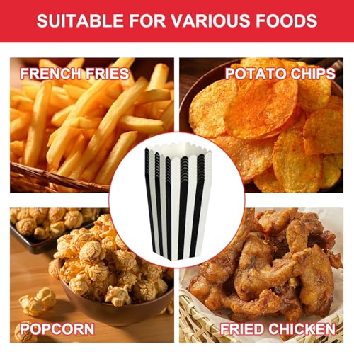 Black Striped Popcorn Boxes 24 Pack - Carnival Party Supplies